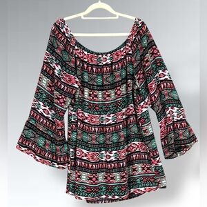 Emma Rose Multicolor LightweightTop 3/4” Sleeves Size Medium